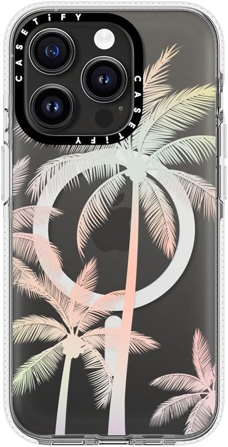 CASETiFY Clear iPhone 15 Pro Case [Not Yellowing / 6.6 ft. 3X Military Grade Drop Protection/Magsafe] - Modern Tropical Palm Tree - Clear
