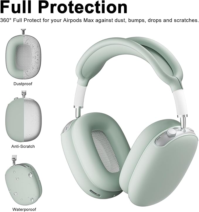 ATUAT for AirPods Max Headphones Case, Protective Silicone Case Cover Skin Accessories Anti-Scratch for Women Men for Apple AirPods Max 2024/2020 (USB-C/Lightning), Fog