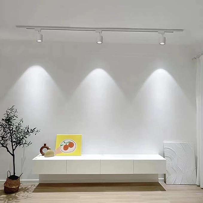 White Super Brightness 6000K Cool Light Dimmable Brightness 25W 2000lm J&L Type LED Track Lighting System with 13 FT Track Rails and Ceiling Spotlight Fixture Installation Package