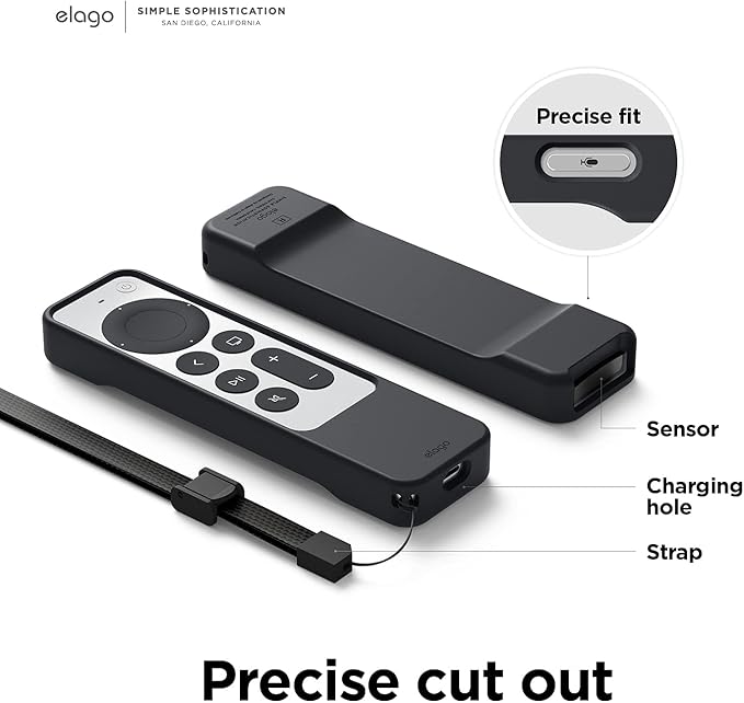 elago R1 Case Compatible with Apple TV 4K Siri Remote 3rd (2022) & 2nd Gen - Magnet Technology, Lanyard Included, Great Grip, Heavy Shock Absorption, Drop Protection, Full Access to All Functions