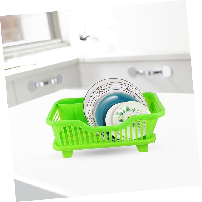 Multifunction Plastic Tableware Holder with Side Drainage Water Draining Cutlery Rack for Kitchen Sink Medium-Sized Bowl and Bottle Organizer Rack Easy to Clean and Use