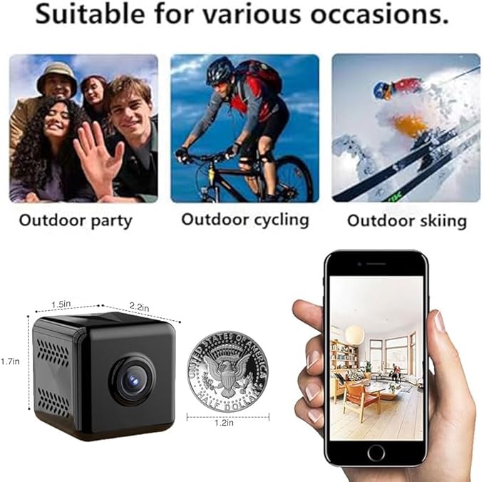 Mini Camera WiFi, Mini Camera, 1080P HD Nanny Cam Night Vision Indoor Outdoor IP Camera for Baby/Pet, Remote Viewing for Home Security with iOS,Android Phone APP