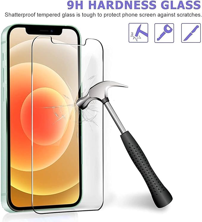 Ferilinso [4 Pack] 2 Pack Screen Protector for iPhone 12 with 2 Pack Camera Lens Screen Protector [Tempered-Glass] [Military Protective] [HD Clear] [Case Friendly] [Anti-Fingerprint] [Anti-Scratch]