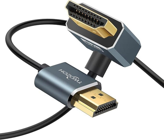 Twozoh Flexible HDMI to HDMI Cable Downward Angled 90° 3.3FT, Ultra Thin and Slim HDMI Cord Support 3D/4K@60Hz