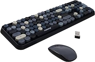 FOPETT Wireless Keyboard and Mouse Combo, 104 Keys Full-Sized 2.4 GHz Round Keycap Colorful Keyboards, USB Receiver Plug and Play, for Windows, Mac, PC, Laptop, Desktop (Grey) - Image 1