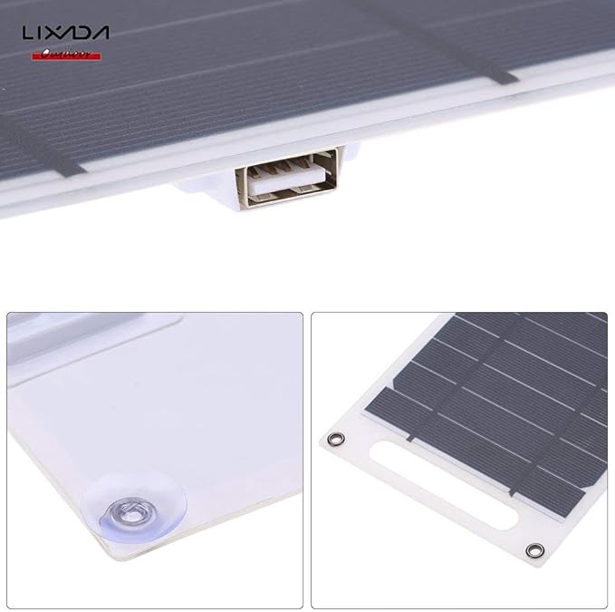 Lixada Solar Panel 7.8 W Ultra Thin Monocrystalline Silicon Solar Panel Charger USB Port for Mobile Phone