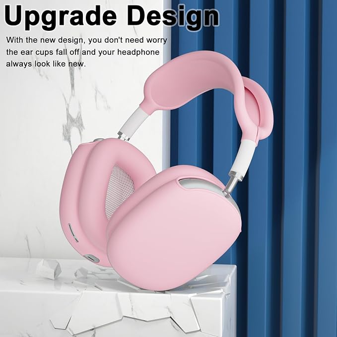 ATUAT for AirPods Max Headphones Case, Protective Silicone Case Cover Skin Accessories Anti-Scratch for Women Men for Apple AirPods Max 2024/2020 (USB-C/Lightning), Pink