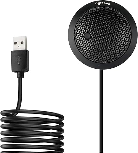 Conference USB Microphone, USB Microphone for Computer, 360° Omnidirectional Condenser PC Laptop Mic with Mute Button for Online Meeting/Class, Zoom Call, Skype Chatting, Plug & Play