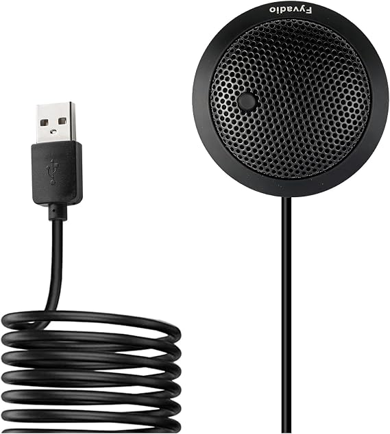 Conference USB Microphone, USB Microphone for Computer, 360° Omnidirectional Condenser PC Laptop Mic with Mute Button for Online Meeting/Class, Zoom Call, Skype Chatting, Plug & Play