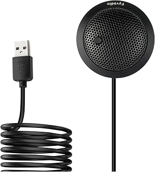 Conference USB Microphone, USB Microphone for Computer, 360° Omnidirectional Condenser PC Laptop Mic with Mute Button for Online Meeting/Class, Zoom Call, Skype Chatting, Plug & Play