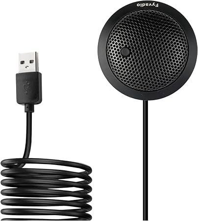 Conference USB Microphone, USB Microphone for Computer, 360° Omnidirectional Condenser PC Laptop Mic with Mute Button for Online Meeting/Class, Zoom Call, Skype Chatting, Plug & Play