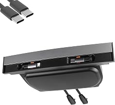 Center Console USB Hub Charger for Tesla Model Y 2021-2024 & Model 3 2021-2023 Accessories,Fast Charging Hub with Waterproof Sliding Cover Retractable Cables (2*Type-C) - Image 1