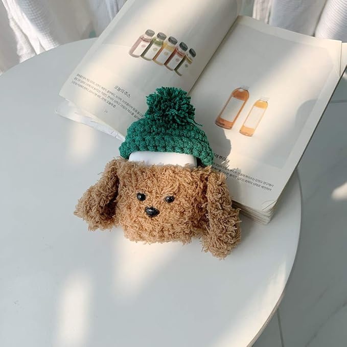 SGVAHY Furry Case for AirPods Pro 3rd Generation Funny Cute 3D Cartoon Plush Design Teddy Green Hat Soft Warm Fluffy AirPod Pro 3 Cover with Keychain Kawaii Anti-Fall Protective Case Girls Women