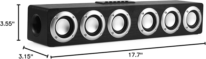 Home Theater System Speakers Bass Smart 5.1 Bluetooth Wood Wireless 12W Power Music Player Stereo Soundbar Boombox for TV Desktop Laptop Smartphone Tablet - Black