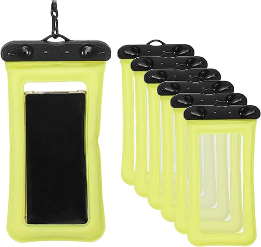 PATIKIL 6Pcs Waterproof Phone Pouch Floating No Sink Universal Cellphone Dry Bag Waterproof Phone Case for Kayaking Beach Swimming Hiking, Yellow