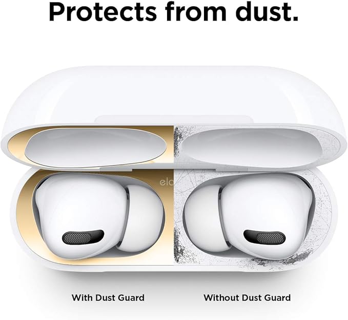 elago Dust Guard Compatible with AirPods Pro (1&2) - Anti-Dust Film, Protects from Iron/Metal Dust (1 Set, Gold) [US Patent Registered]