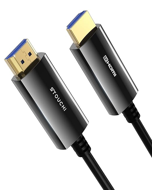 Stouchi 8K HDMI Cable Fiber Optic 50ft, 48Gbps Long Ultra High Speed HDMI® Cable, CL3 Rated in-Wall, 10K 8K60Hz 4K120Hz, Dynamic HDR eARC HDCP 2.2&2.3 Compatible for PS5 Desktop and More