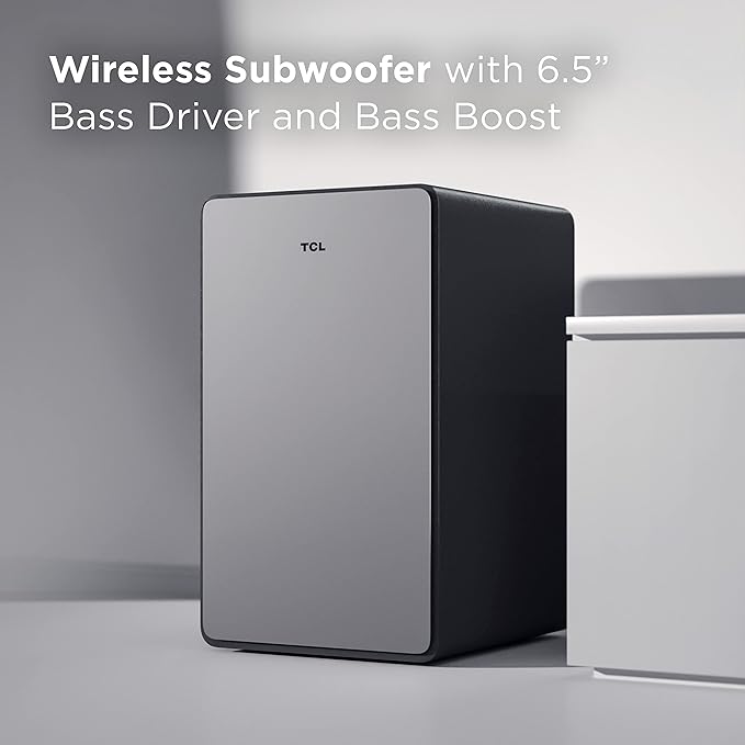 TCL 3.1ch Sound Bar with Wireless Subwoofer (Q6310, 2023 Model), Dolby Audio, DTS Virtual:X, Built-in Center Channel Speaker, Auto Room Calibration, Wall Mount/HDMI Cable Included