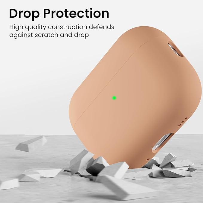 ORNARTO Compatible with AirPods Pro 3 Case 2025, Full Protective Hybrid Silicone for AirPods Pro 3rd Generation Case, Front LED Visible Skin Cover-Dark Salmon