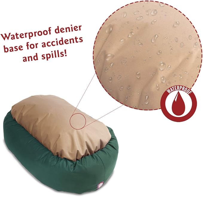 Majestic Pet 52 inch Green & Sherpa Bagel Dog Bed Products, 52.0"L x 35.0"W x 14.0"Th