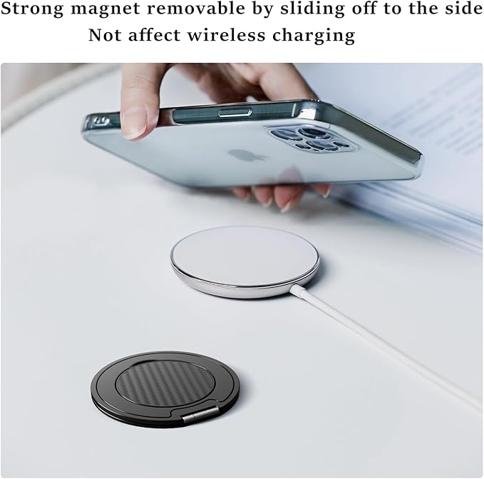 Magnetic Phone Ring Holder for MagSafe, Phone Grip, Compatible with iPhone 17 Pro Max 16 15 14 and Android, Phone Finger Ring Grip Stand for Men Women, Black