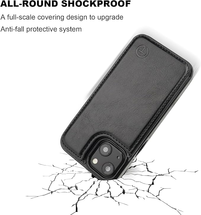 ONETOP Compatible with Magsafe for iPhone 13 Mini Wallet Case with Card Holder, PU Leather Kickstand RFID Blocking Case, Double Magnetic Clasp and Durable Shockproof Cover 5.4 Inch (Black)