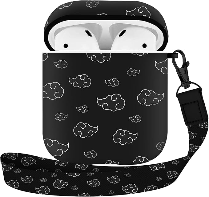 Maxjoy for Airpods Case, Anime Cartoon Cute Design Airpods 1st and 2nd Generation Case Cover for Air Pods Men Boys Girls Kids,Kawaii Cases for Apple Airpods 1/2,Anime White Cloud Lanyard