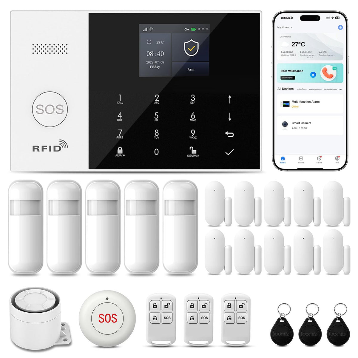 Alarm System for Home Security,24Pcs WiFi+GSM/4G No | Computer Accesso - Image 1