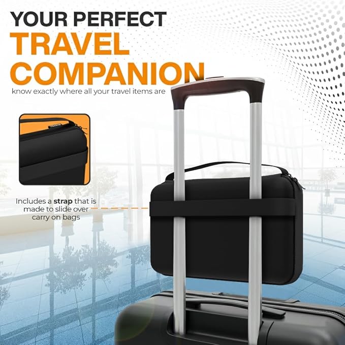 Customizable Grid Travel Organizer – Multi-Purpose Storage Pouch for Golf Accessories, Car Console & Gym Essentials – Secure Small Item Bag with Luggage Strap & Wristlet – Black