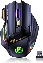 VEGCOO Wireless Gaming Mouse, Rechargeable Silent Wireless Mouse with 4800 DPI Adjustable,Double Click Key, Colorful RGB Lights, Computer Mice with Thumb Rest for PC/Mac Gamer (C26 Black) - Image 1
