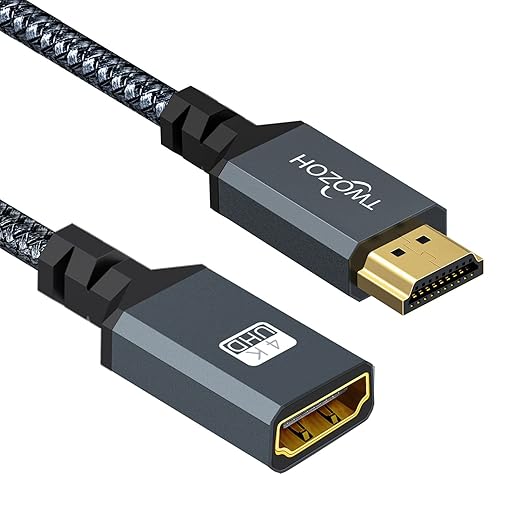 Twozoh HDMI Extender, 3.3FT HDMI Male to Female Nylon Braided Cable, 4K@60Hz 3D HDR Support