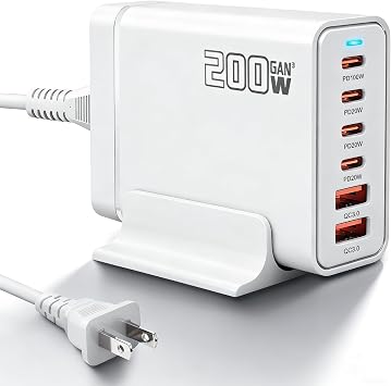 200W USB C Fast Charger, GaN Ⅲ PD 100W Charging Station, Upgraded 6-Port USB-C Fast Charging, Adapter for iPad iPhone 17 16 15 14 12, MacBook Pro, Samsung Galaxy - Image 2