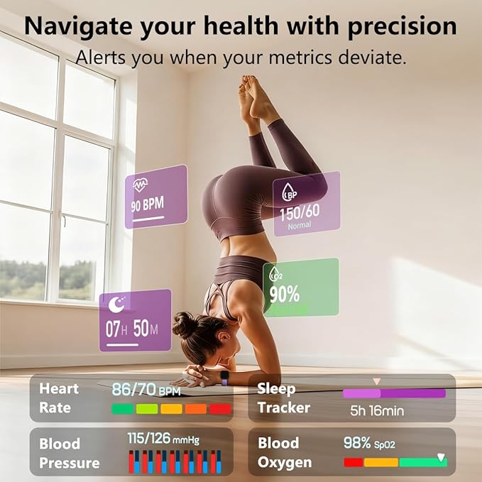 Smart Watch with Bluetooth Calls 1.83 inch Health Fitness Tracker Heart Rate Blood Pressure SpO2 Sleep Monitor 100 Plus Sports Modes IP68 Waterproof for Men Women Purple