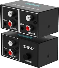 SGEYR RCA Switch 2 in 1 Out RCA switcher Selector 3.5mm Aux + RCA L/R Bi-Directional Stereo Audio Switcher A/B Analog Audio Switcher Black Metal Case - Image 1