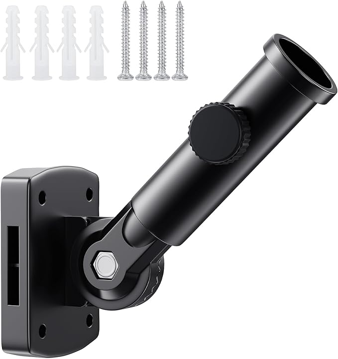 PHITRIC Adjustable Flag Pole Holder, Multi-Position Mounting Flag Bracket, Heavy Duty Flag Pole Holder for Outside House, Premium Aluminum Alloy Strong Rust Free Bracket with Hardwares (Black)