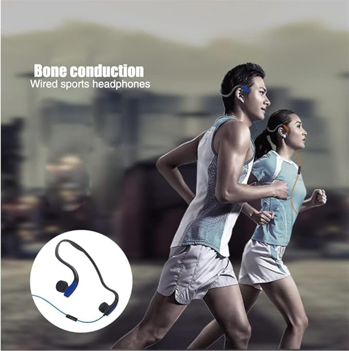 Bone Conduction Headphones Wired, Open Ear Sports Bone Conduction Earbuds, 3.5mm Jack with Type C Adapter Cable, for Running Cycling Workouts