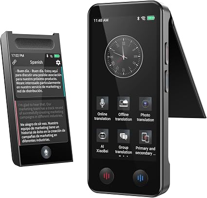 Language Translator Device, Upgraded Detachable Dual Screen AI Translator, Premium Bilingual Real-Time Voice Translation with 150 Languages, Online&Offline&Photo Translate for Business Learning Travel