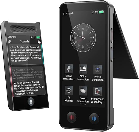 Language Translator Device, Upgraded Detachable Dual Screen AI Translator, Premium Bilingual Real-Time Voice Translation with 150 Languages, Online&Offline&Photo Translate for Business Learning Travel
