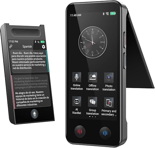 Language Translator Device, Upgraded Detachable Dual Screen AI Translator, Premium Bilingual Real-Time Voice Translation with 150 Languages, Online&Offline&Photo Translate for Business Learning Travel