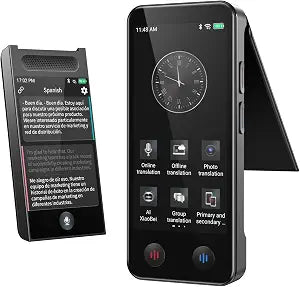 Language Translator Device, Upgraded Detachable Dual Screen AI Translator, Premium Bilingual Real-Time Voice Translation with 150 Languages, Online&Offline&Photo Translate for Business Learning Travel