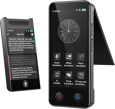 Language Translator Device, Upgraded Detachable Dual Screen AI Translator, Premium Bilingual Real-Time Voice Translation with 150 Languages, Online&Offline&Photo Translate for Business Learning Travel