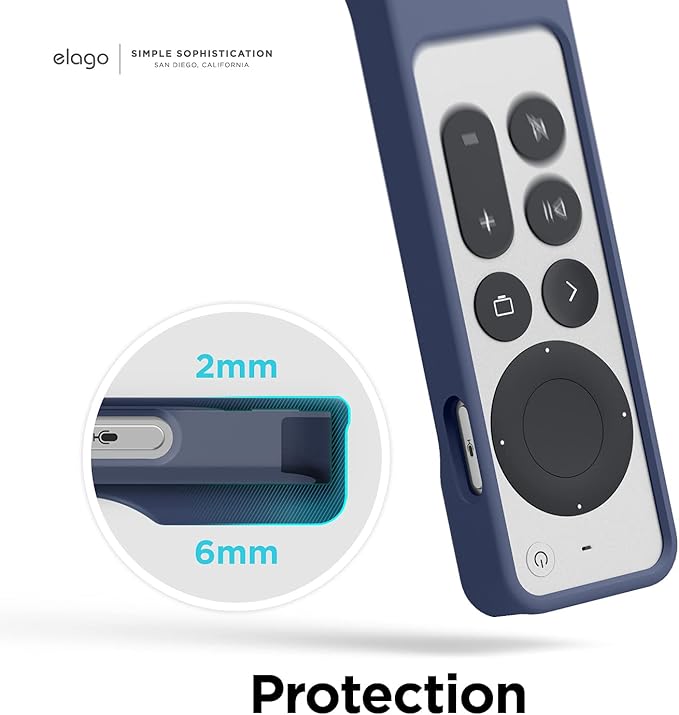 elago R1 Case Compatible with 2022 Apple TV 4K Siri Remote 3rd Gen, Compatible with 2021 Apple TV Siri Remote 2nd Gen- Magnet Technology, Lanyard Included, Full Access to All Functions [Jean Indigo]