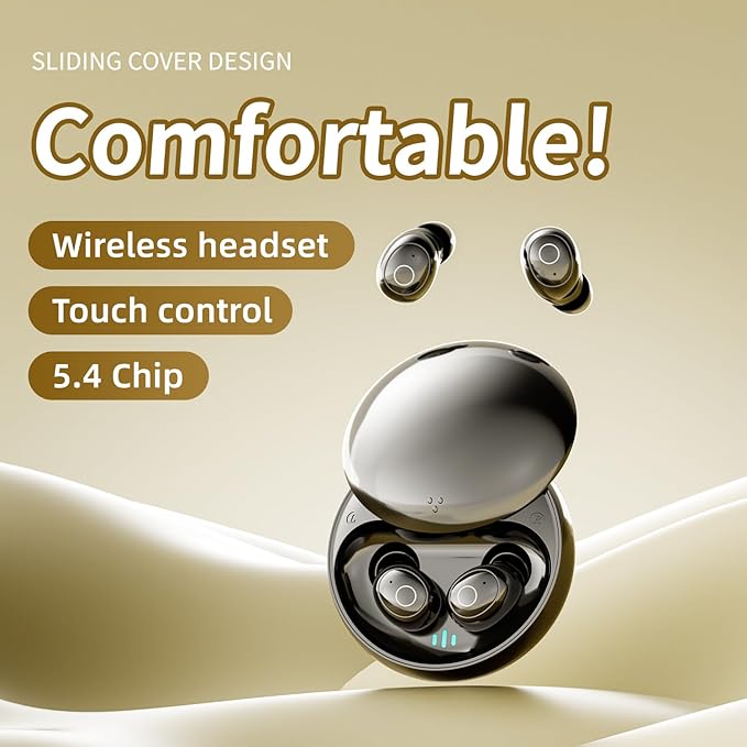 Invisible Mini Sleep Earbuds for Side-Sleepers, Wireless Noise-Canceling Headphones Bluetooth 5.4 with Long Battery Life, Sleep-Friendly Design Sleep Earphones, All-Night Comfort (Jet Black)