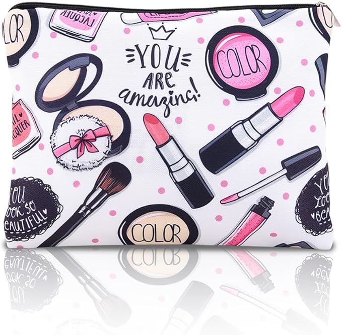 You are Amazing Makeup Bag for Women Girls Beauty Products Cosmetic Packing Bags for Traveling Toiletries for Women Girls Beauty Themed Makeup Travel Cosmetic Bag