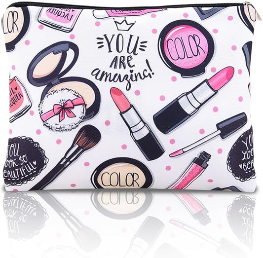 You are Amazing Makeup Bag for Women Girls Beauty Products Cosmetic Packing Bags for Traveling Toiletries for Women Girls Beauty Themed Makeup Travel Cosmetic Bag