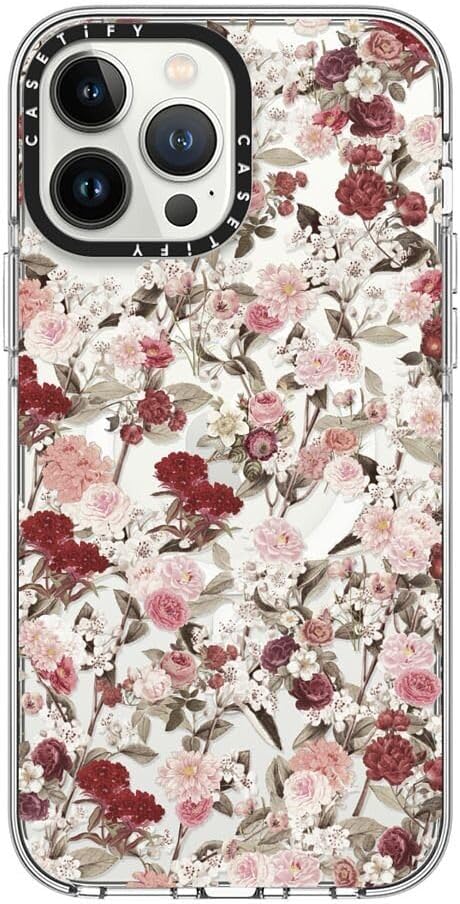 CASETiFY Clear iPhone 13 Pro Max Case [Not Yellowing / 6.6 ft. 3X Military Grade Drop Protection/Compatible with Magsafe] - Vintage Flower Monday - Clear