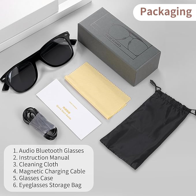 Smart Glasses for Men Women, Open Ear, UV Protection, Polarized Bluetooth Sunglasses with Mic Speakers, Touch & Voice Assistant Compatible - Up to 6 Hrs Battery, Smart Sunglasses for outdoor sports
