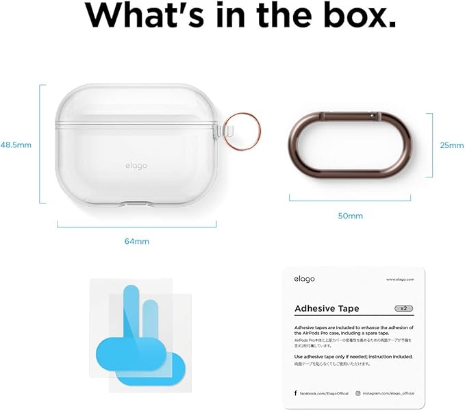 elago Compatible with AirPods Pro Case Clear - High Rating, TPU Transparent Shockproof, Protective Case Cover with Keychain, Gel Tape Included, Wireless Charging [Transparent]
