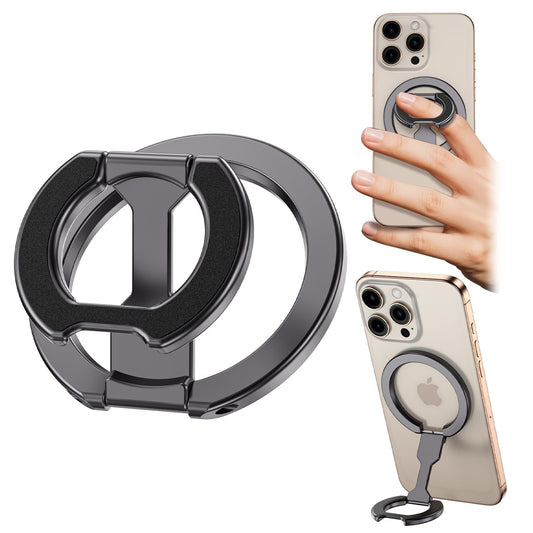 Magnetic Ring Holder for MagSafe Dual-Sided, Removable Phone Finger Grip Holder Adjustable Kickstand for iPhone 17/16/15/14/13 Series, Magnet Phone Stand Grip Compatible with Magnetic Car Mount