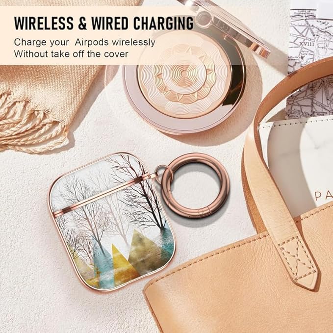 Maxjoy for AirPods 2nd Generation Case, Unique Design Hard Protective Shockproof Airpods Case Cover with Keychain Compatible with Apple AirPods 1st/2nd Charging Case, Sea Tree Lanyard